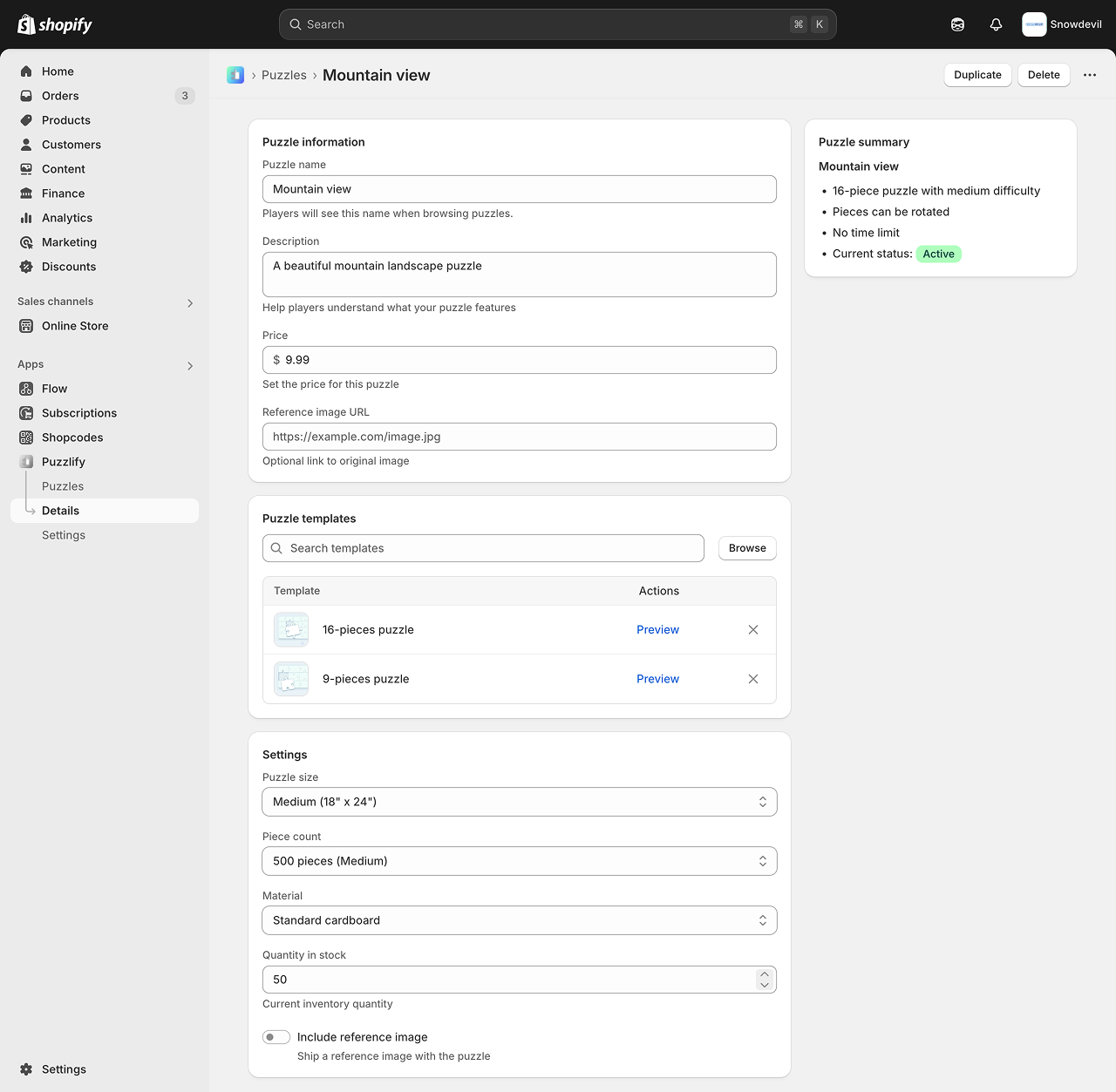 Preview of the details page pattern