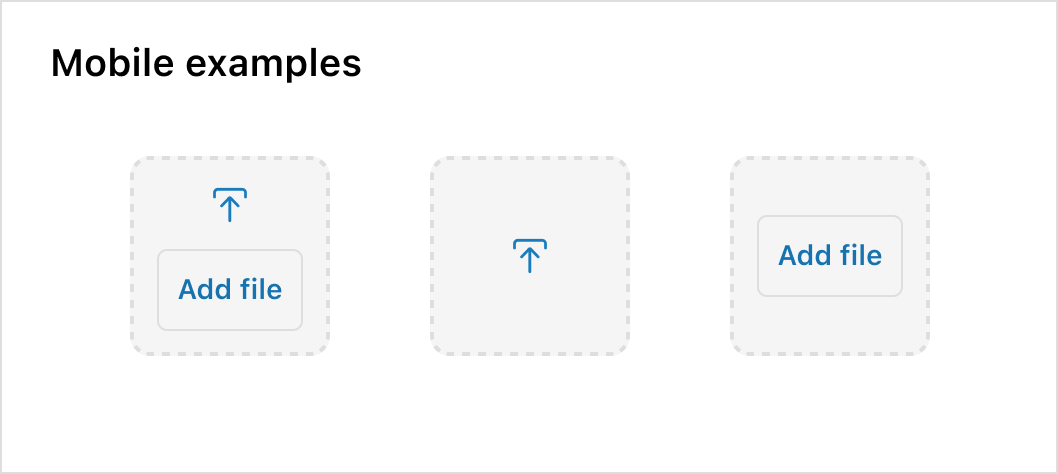 An example showing DropZone with custom content optimized for mobile devices