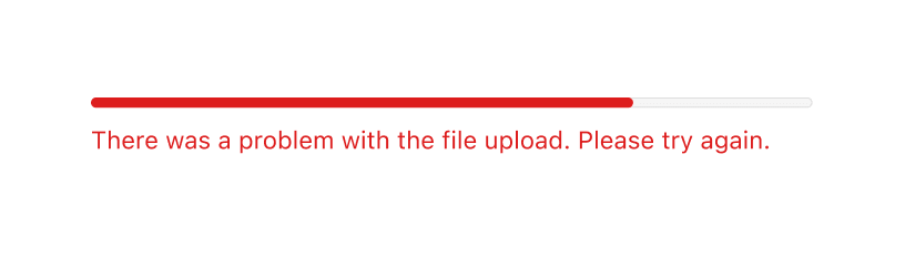 A progress bar with error text that says 