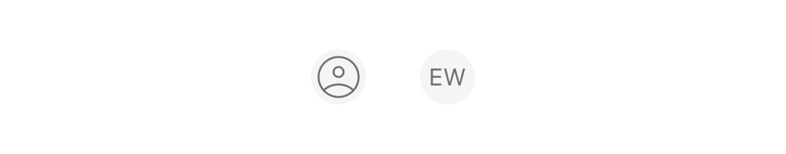 An example of the avatar with two variants: one with initials and the other with an icon.