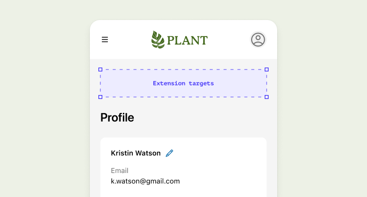 The Profile page with a purple dotted-line box above the page title that says "Extension targets".